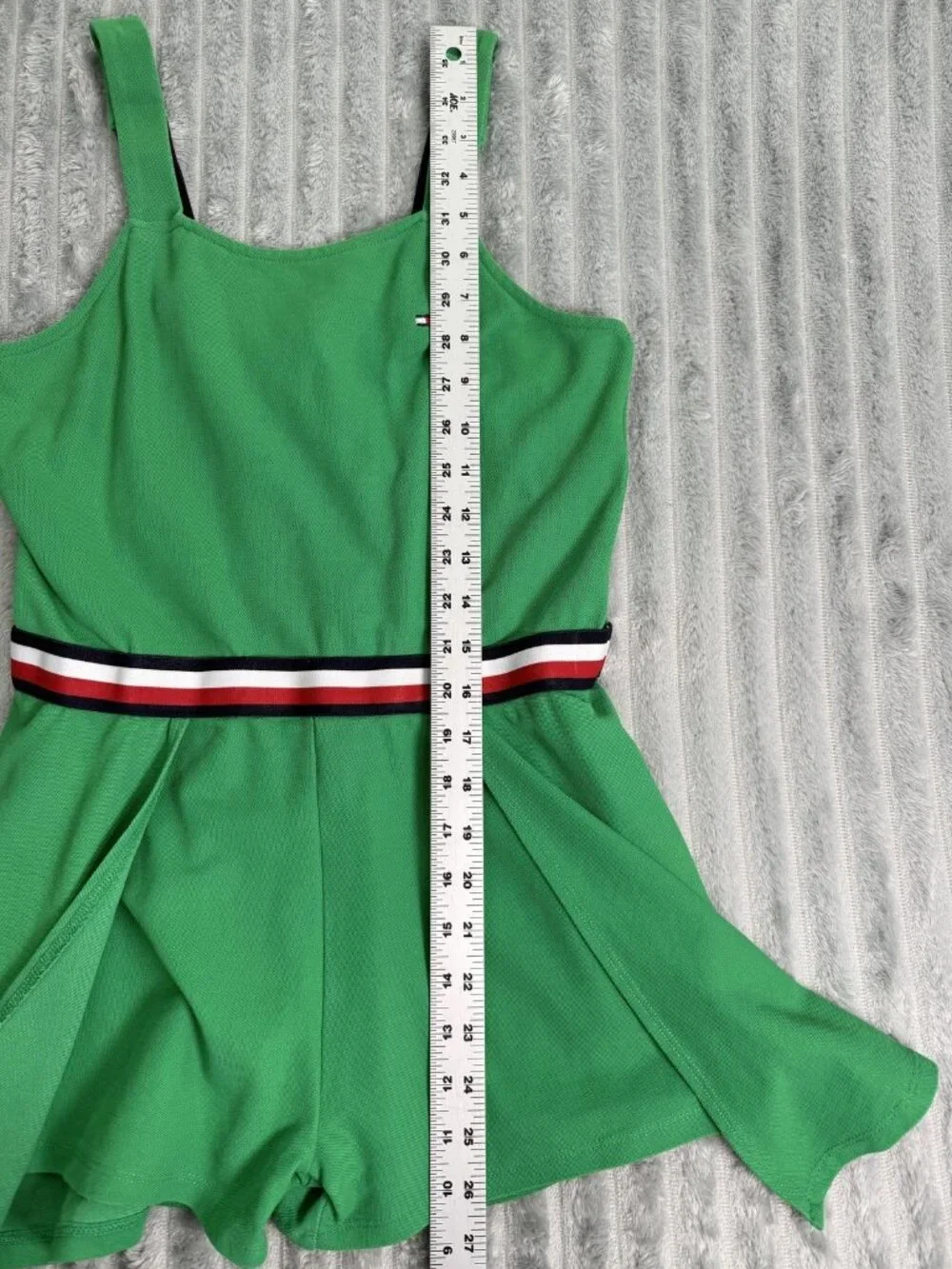 Tommy Hilfiger Striped Preppy Romper Girls 16 XL Green‎ Knit Summer Tween Casual